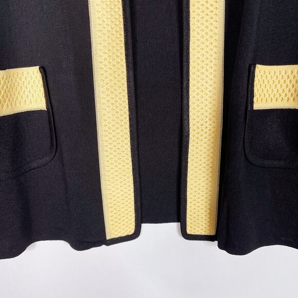 Exclusively Misook XSmall Petite Black Gold Knit Colorblock Cardigan Sweater - Picture 5 of 8